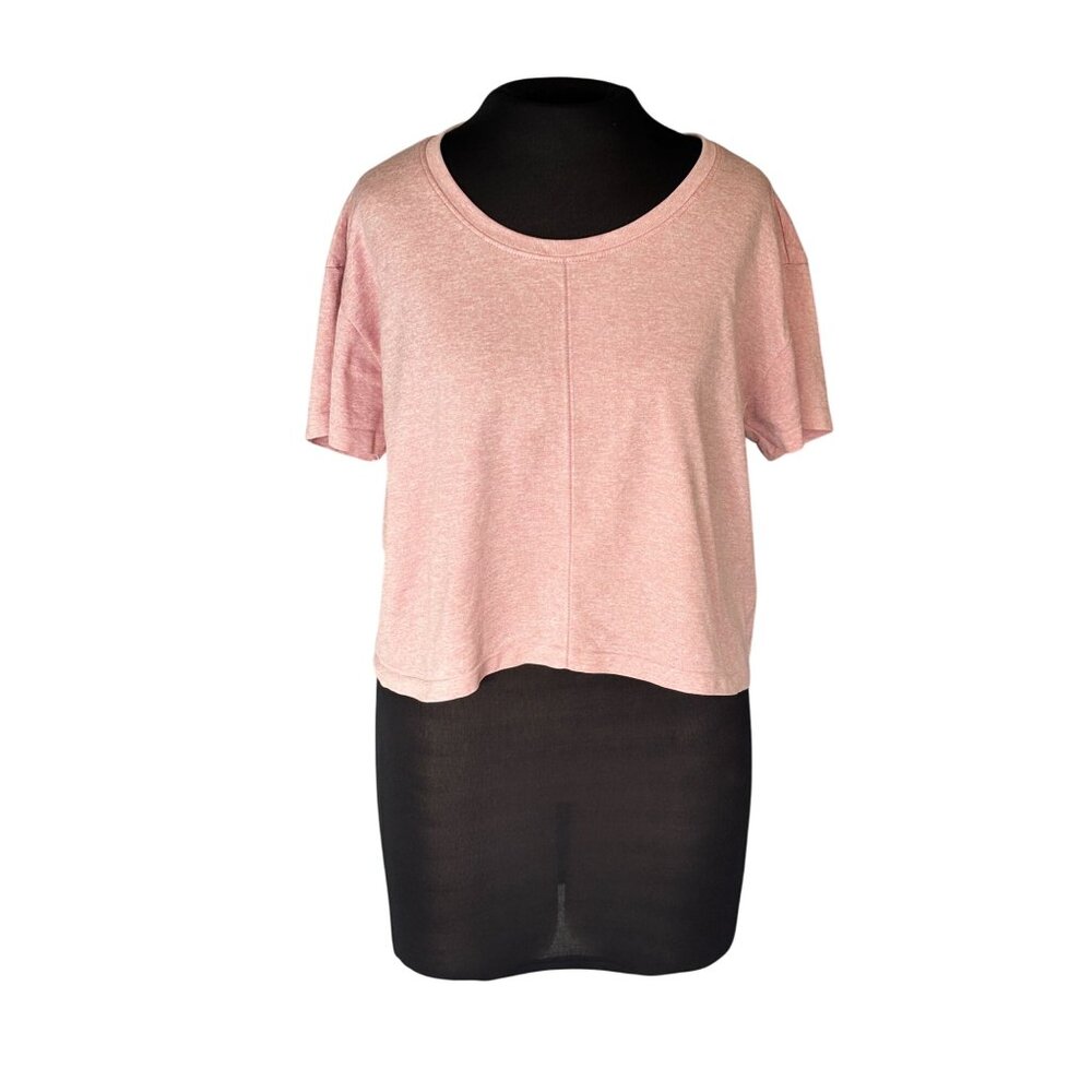 Harmony & Balance Pink Short-Sleeve Cropped T-Shirt Womens L Lightweight Casual